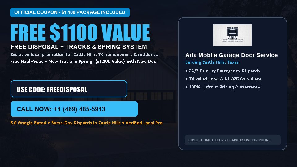 FREE Old Door Haul-Away & Heavy-Duty Tracks in Castle Hills, TX - Aria Mobile Garage Door Service